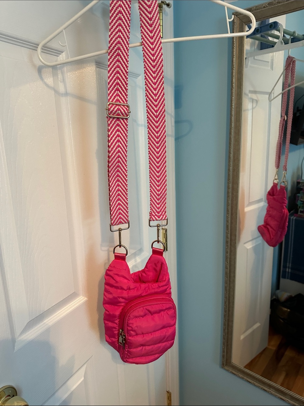 Pink Crossbody Bag with Adjustable Strap
